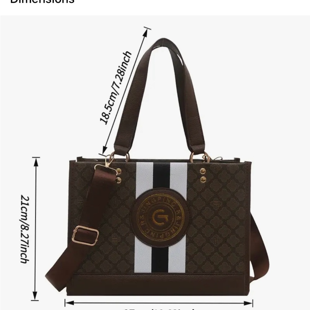 Monogram Stripe Tote Bag G Logo Medallion Top Handle Crossbody Shoulder Bag NIP - Picture 9 of 14
